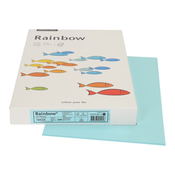 RAINBOW Papier bleu moyen/84 A4 88043143 FSC, 160g 250 feuilles
