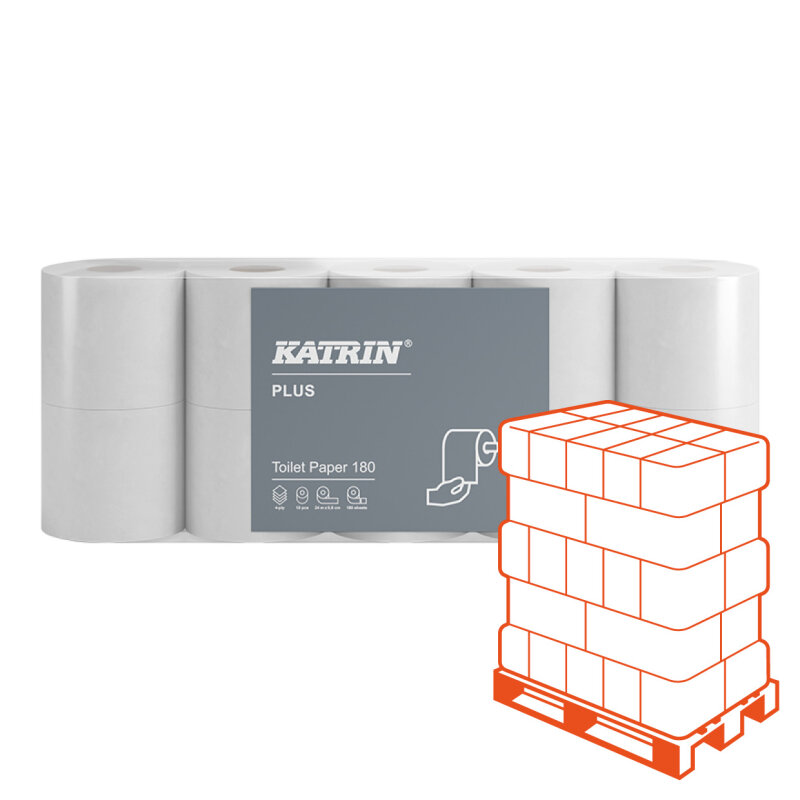 KATRIN Plus Toilettenpapier weiss, 4-lagig, 180 Blatt - 1 Palette (1400 Rollen)