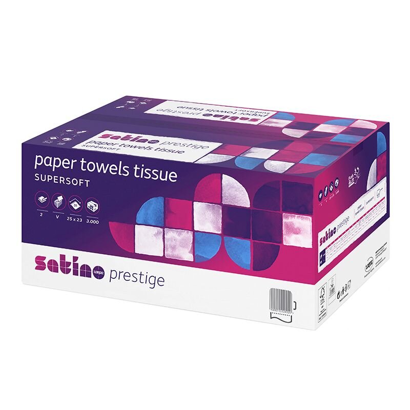 Satino Prestige Falthandt&uuml;cher V-Falz 2-lagig hochweiss - 1 Palette (96000 St&uuml;ck)