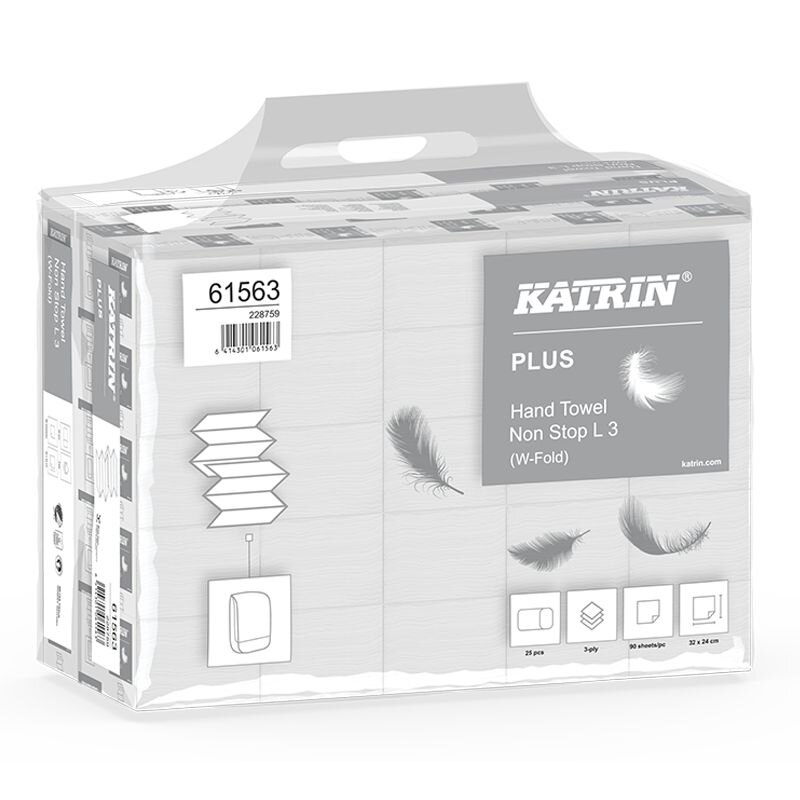 Katrin Plus Falthandt&uuml;cher W-Falz 3-lagig hochweiss - 1 Palette (72000 St&uuml;ck)
