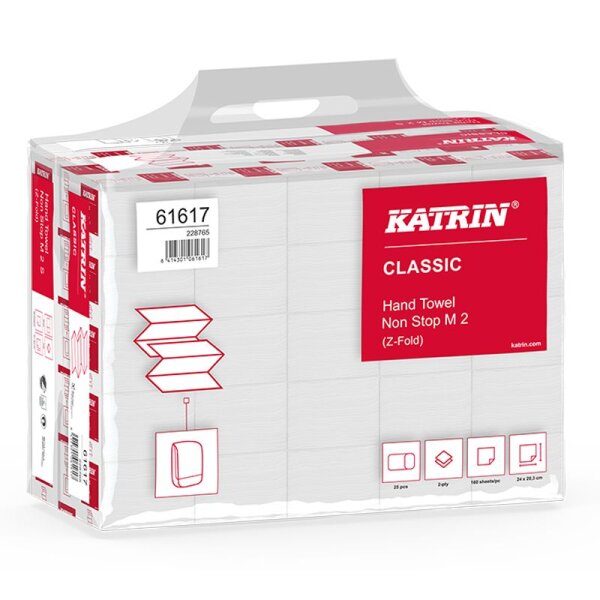 Katrin Classic Falthandtücher Recycling Z-Falz 2-lagig weiss - 1 Palette (160000 Stück)