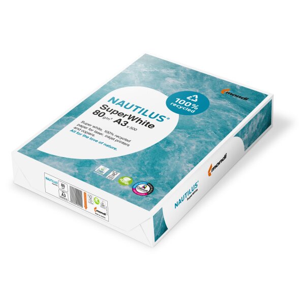 NAUTILUS SUPER WHITE Papier à copier A3 88043658 80g, recycling 500 feuilles