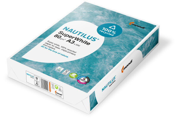 NAUTILUS SUPER WHITE Kopierpapier A3 88043658 80g, recycling 500 Blatt