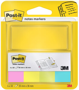 Post-it Haftstreifen Page Marker, Papier, kurz, Neonfarben
