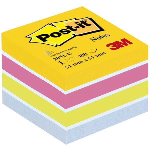Post-it Bloc-note cube notes mini, 51 x 51 mm, multicolore