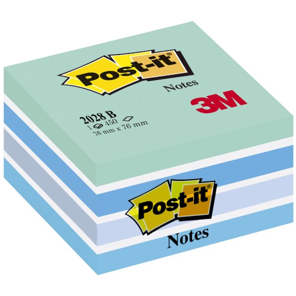 Post-it Bloc-note cube notes, 76 x 76 mm, bleu