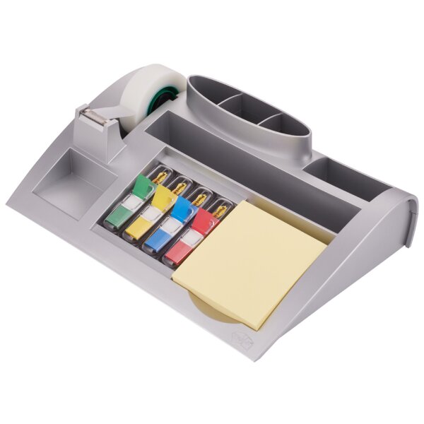 Post-it Schreibtisch Organizer, silber, bestückt