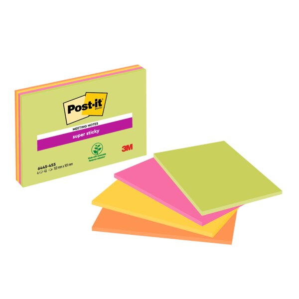 Post-it Haftnotizen super sticky Meeting Notes, 152 x 101 mm