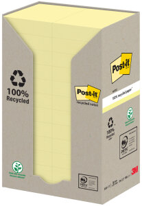 Post-it Haftnotizen Recycling notes, 76 x 76 mm, gelb