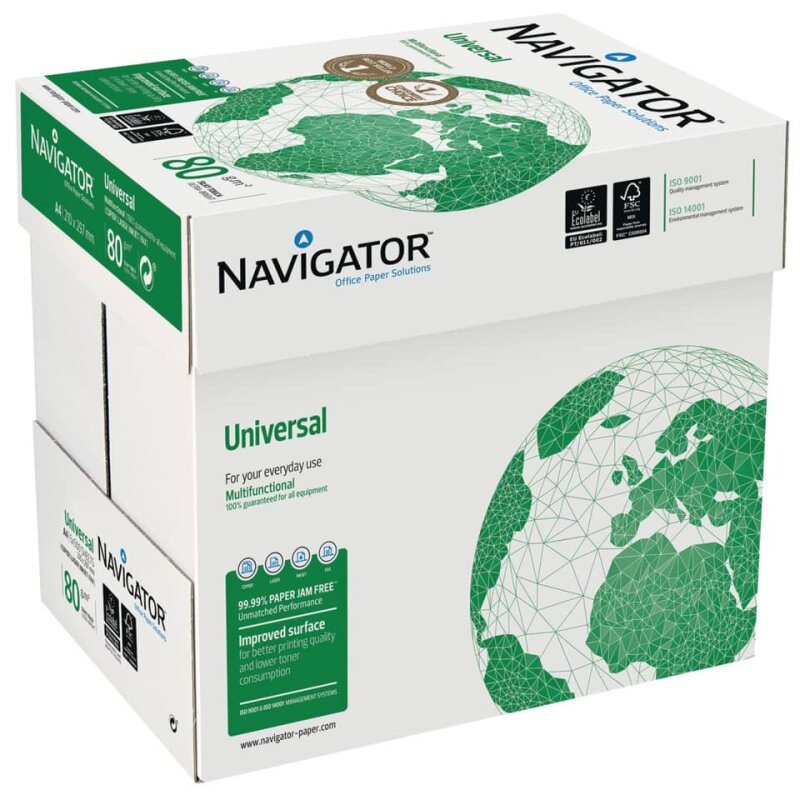 NAVIGATOR Universal Premiumpapier hochweiss A4 80g - 1/2 Palette (50000 Blatt)