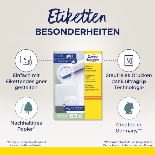 AVERY Zweckform Universal-Etiketten, 70 x 67,7 mm, weiss