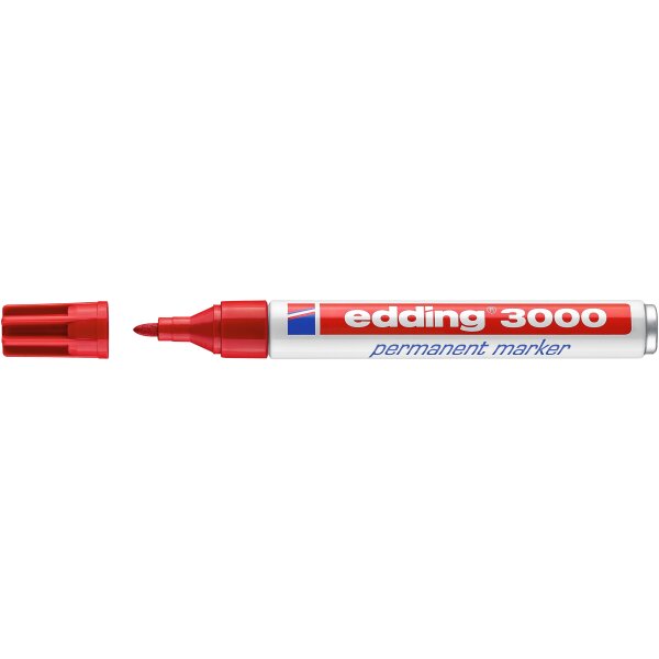 EDDING 3000 Marqueur permanent, pointe ogive, largeur de trait 1,5-3 mm rouge