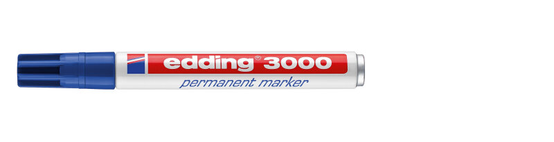 EDDING 3000 Permanentmarker, Rundspitze, Strichbreite 1.5-3 mm, blau