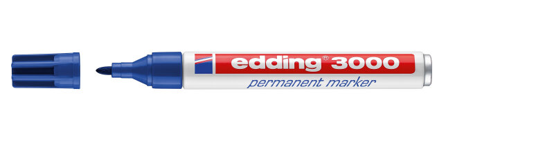 EDDING 3000 Permanentmarker, Rundspitze, Strichbreite 1.5-3 mm, blau