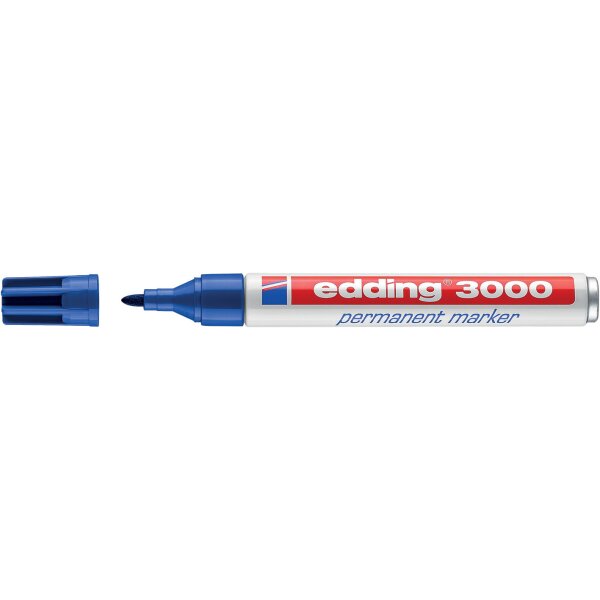 EDDING 3000 Permanentmarker, Rundspitze, Strichbreite 1.5-3 mm, blau