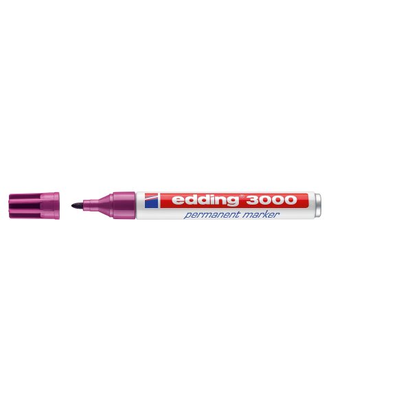 EDDING 3000 Permanentmarker, Rundspitze, Strichbreite 1.5-3 mm, rotviolett