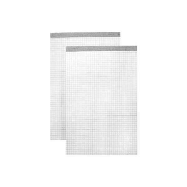 B&Uuml;ROLINE Bloc bureau blanc A5 572002 quadrill&eacute;, 4mm,65g 2x100 flls.