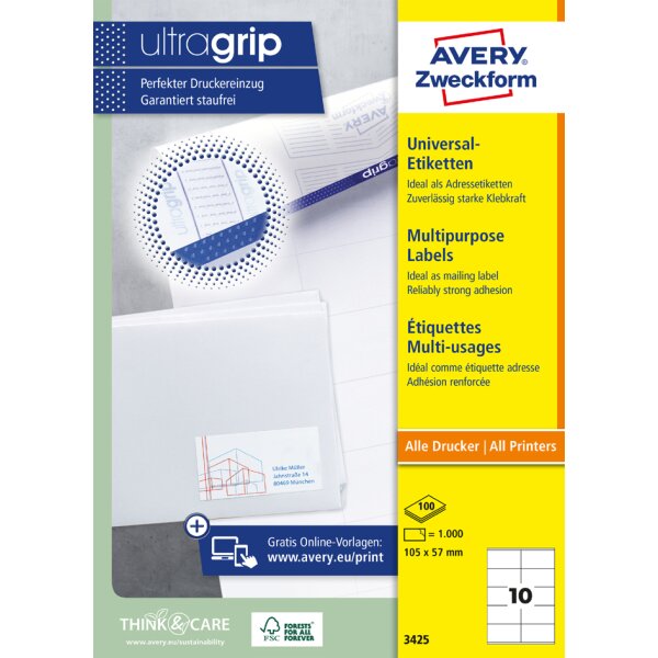 AVERY Zweckform Universal-Etiketten, 48,5 x 16,9 mm, weiss