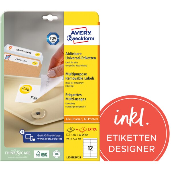 AVERY Zweckform Etiquette universelle, 25,4 x 10 mm, blanc