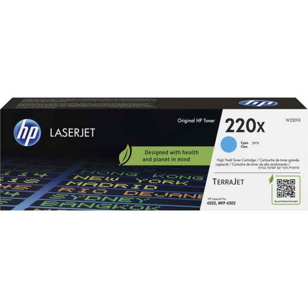 HP Toner-Modul 220X cyan W2201X CLJ Pro 4202/MFP 4302 5500 S.