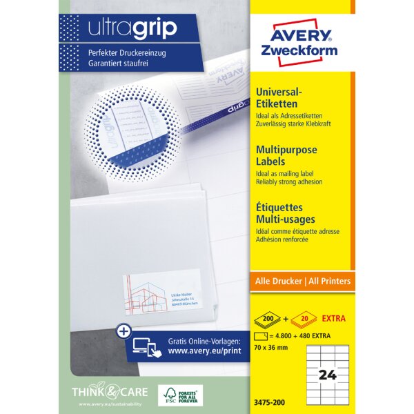AVERY Zweckform Etiquette universelle, 105 x 37 mm, blanc