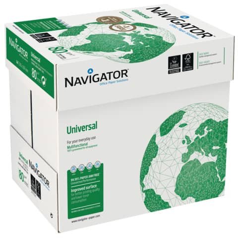 NAVIGATOR Universal Premiumpapier hochweiss A4 80g - 1 Karton (2500 Blatt)
