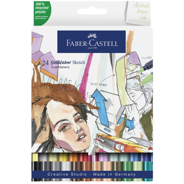 FABER-CASTELL Sketch Marker GOLDFABER, 24er Etui