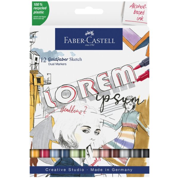 FABER-CASTELL Sketch Marker GOLDFABER, 24er Etui