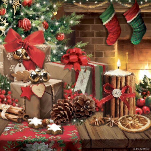 PAPSTAR Weihnachts-Motivservietten "Christmas Wreath"