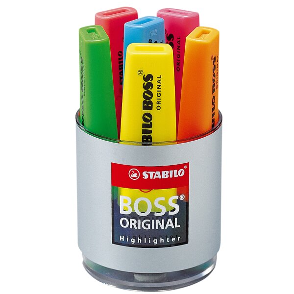 STABILO Surligneur BOSS ORIGINAL, boîte ronde de 6