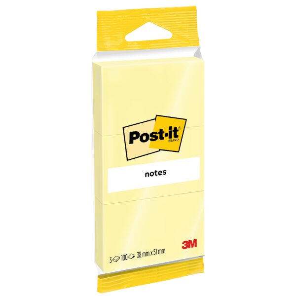 Post-it Bloc-note adh&eacute;sif, 76 x 76 mm, jaune, blister