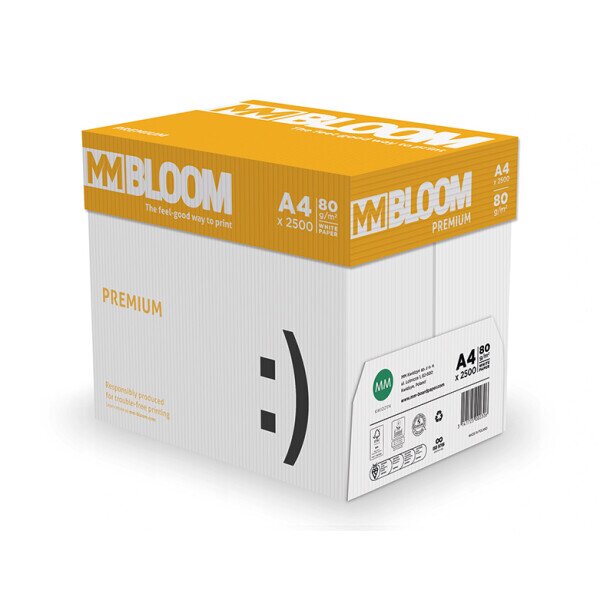MM BLOOM Premium Papier Premium extra blanc A4 80g - 1/4 Palette (25000 Feuilles)