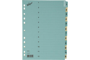 BÜROLINE Kartonregister A4 40550 blau/beige 1-12