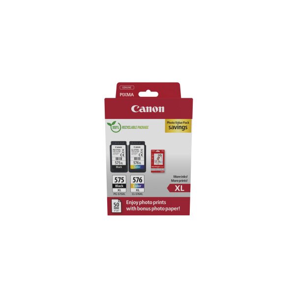CANON Photo Value Pack XL BKCMY PGCL575/6 Pixma TR4750i GP-501 50Bl.