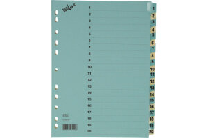 BÜROLINE Kartonregister A4 40552 blau/beige 1-20