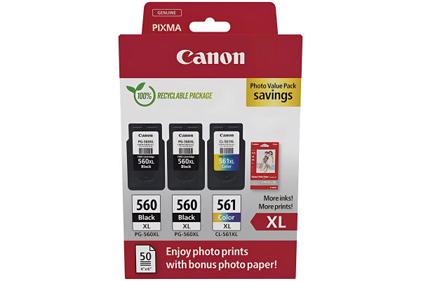 CANON Photo Value Pack XL BKCMY PGCL560/1 PIXMA TS5350 GP-501 50fl.