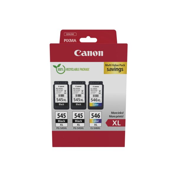 CANON Multipack Tinte XL schw/color PGCL545/6 Pixma iP2850 2xBKXL & 1xCMYXL