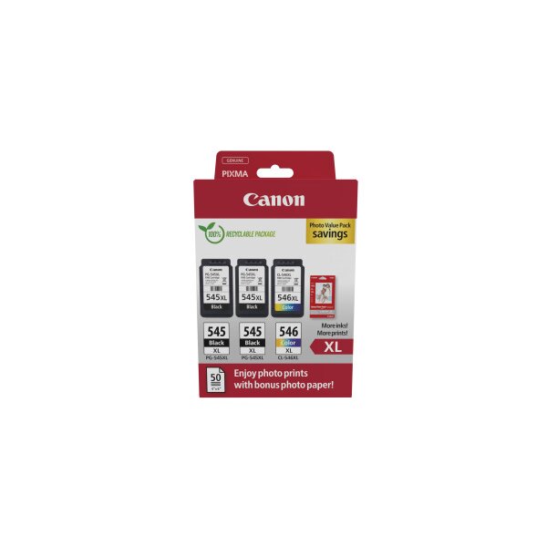 CANON Photo Value Pack XL noir/color PGCL545/6 PIXMA iP2850 GP-501 50fl.