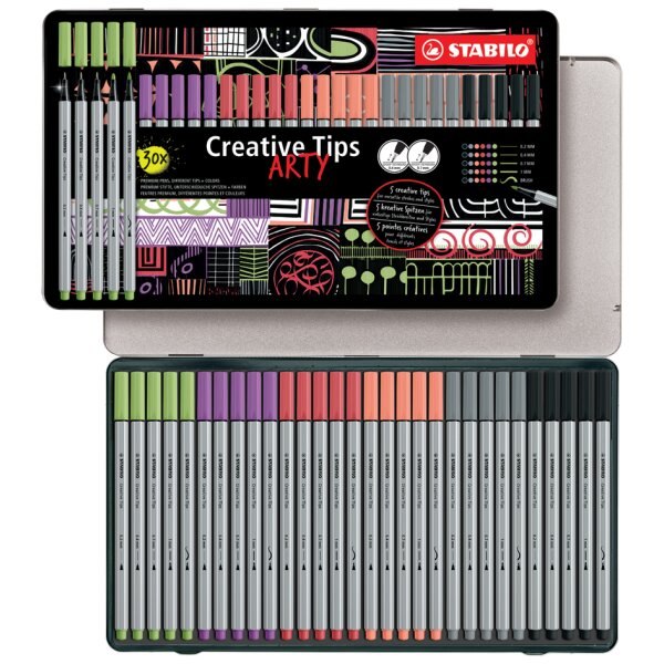 STABILO Kit Creative Tips ARTY URBAN, étui métal de 50