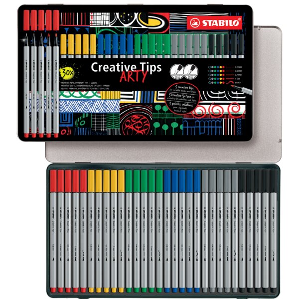 STABILO Kit Creative Tips ARTY URBAN, étui métal de 50