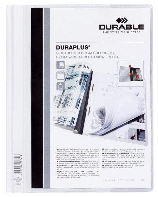 DURABLE Schnellhefter DURAPLUS, DIN A4, weiss, &uuml;berbreit