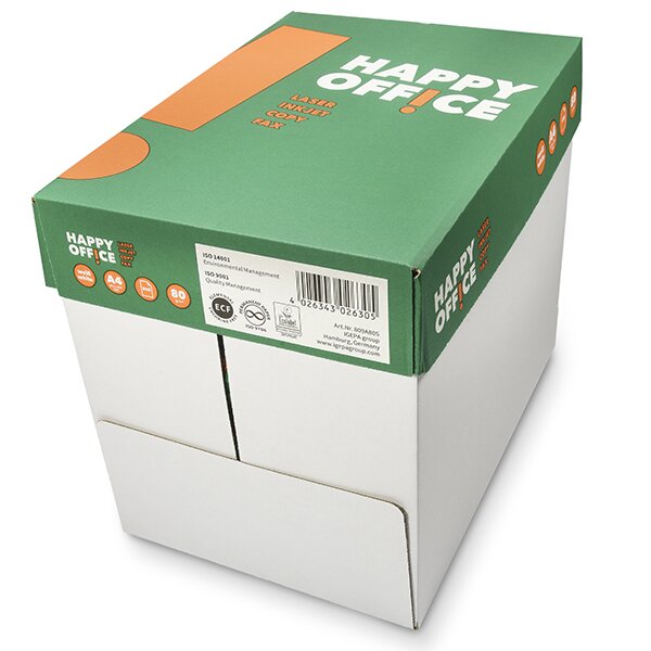 Papier universel HAPPY OFFICE blanc A4 80g - 4 cartons (10000 feuilles