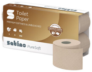 satino by wepa Toilettenpapier PureSoft, 2-lagig, braun