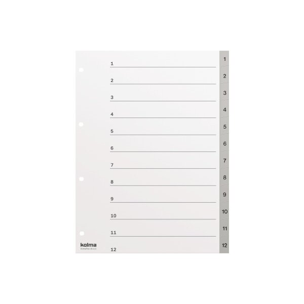 KOLMA R&eacute;pertoires KolmaFlex A4 18.112.03 gris 1-12