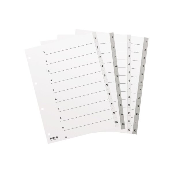 KOLMA R&eacute;pertoires KolmaFlex A4 18.112.03 gris 1-12