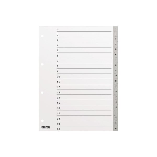 KOLMA R&eacute;pertoires KolmaFlex A4 18.120.03 gris 1-20