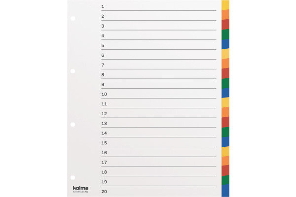 KOLMA R&eacute;pertoires KolmaFlex A4+ 18.420.20 multicouleur 20 div.
