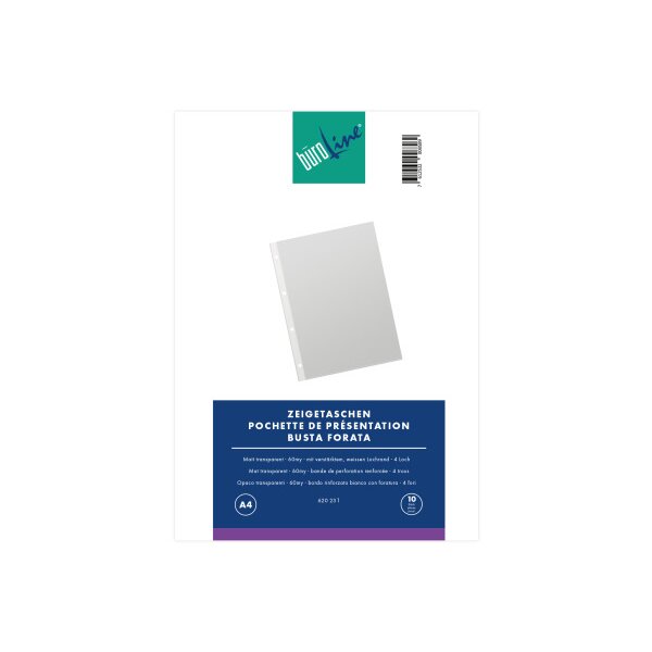 BÜROLINE Poches PP 60 my A4 620231 transparent, grainée 10 pcs.