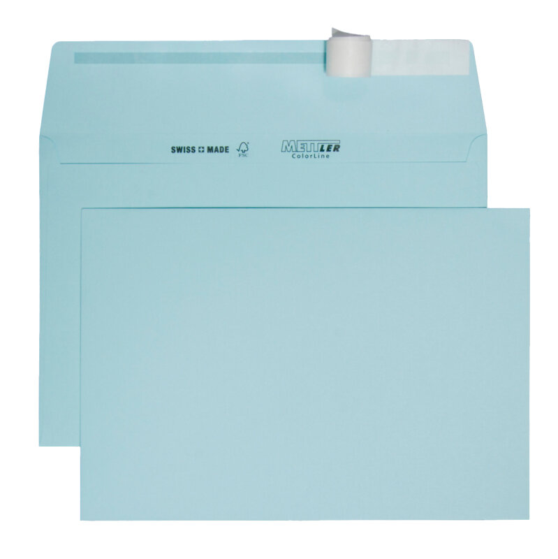 METTLER Couvert farbig C5 ohne Fenster Haftklebe pastellblau 120g - 250 St&uuml;ck