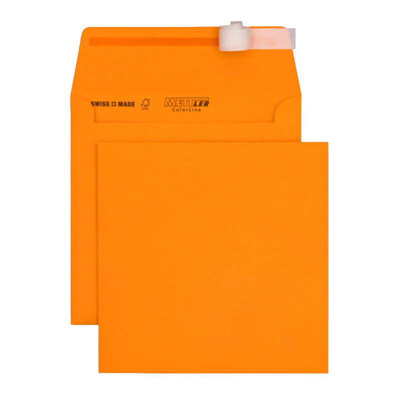 METTLER Couvert farbig 155 x 155 mm ohne Fenster Haftklebe hellorange 120g - 500 St&uuml;ck